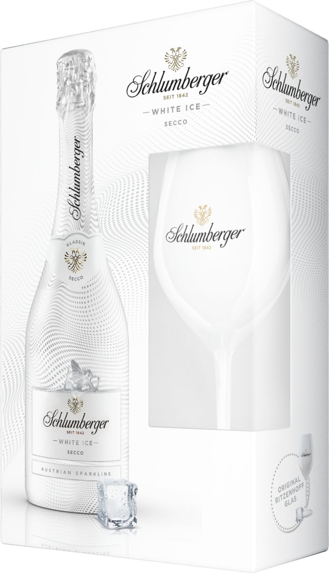 Schlumberger White Ice Secco Giftpack +glas